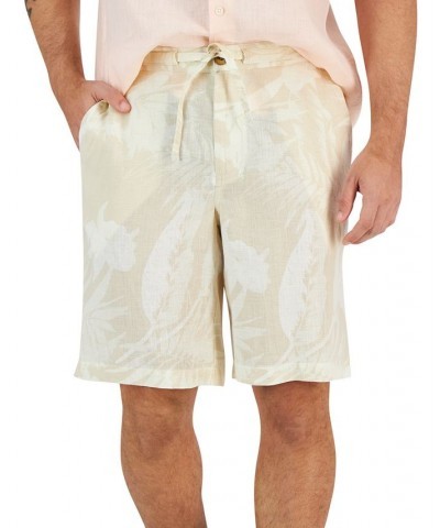 Men's Floral Linen Shorts Brown $26.65 Shorts