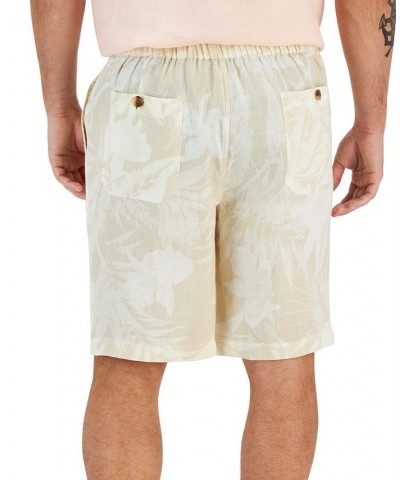 Men's Floral Linen Shorts Brown $26.65 Shorts