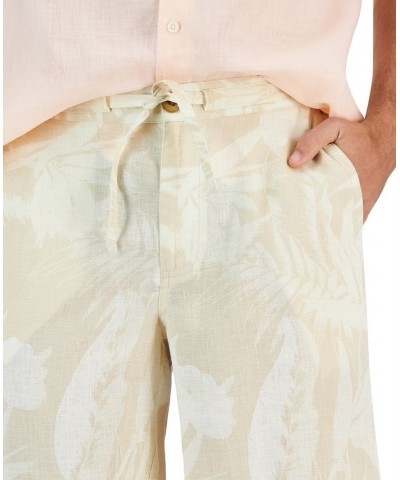 Men's Floral Linen Shorts Brown $26.65 Shorts