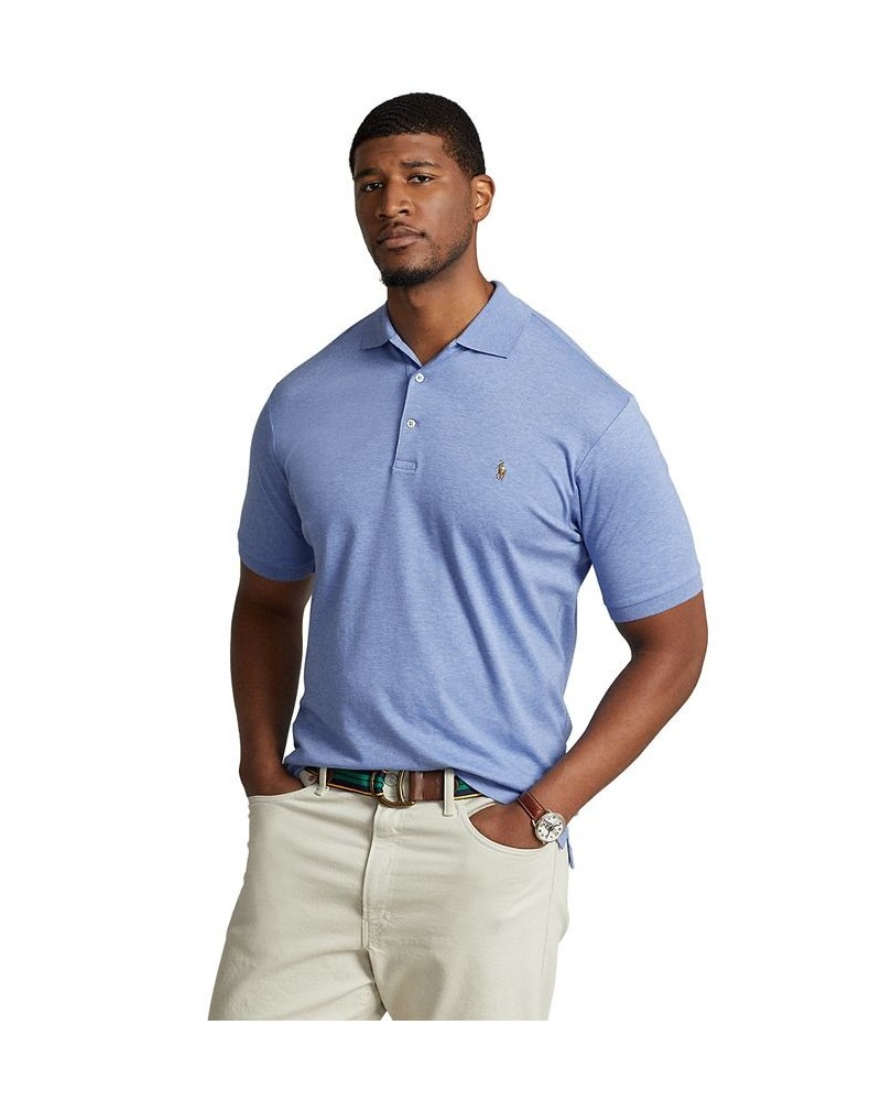 Men's Big & Tall Soft Cotton Polo Shirt Blue $42.00 Shirts