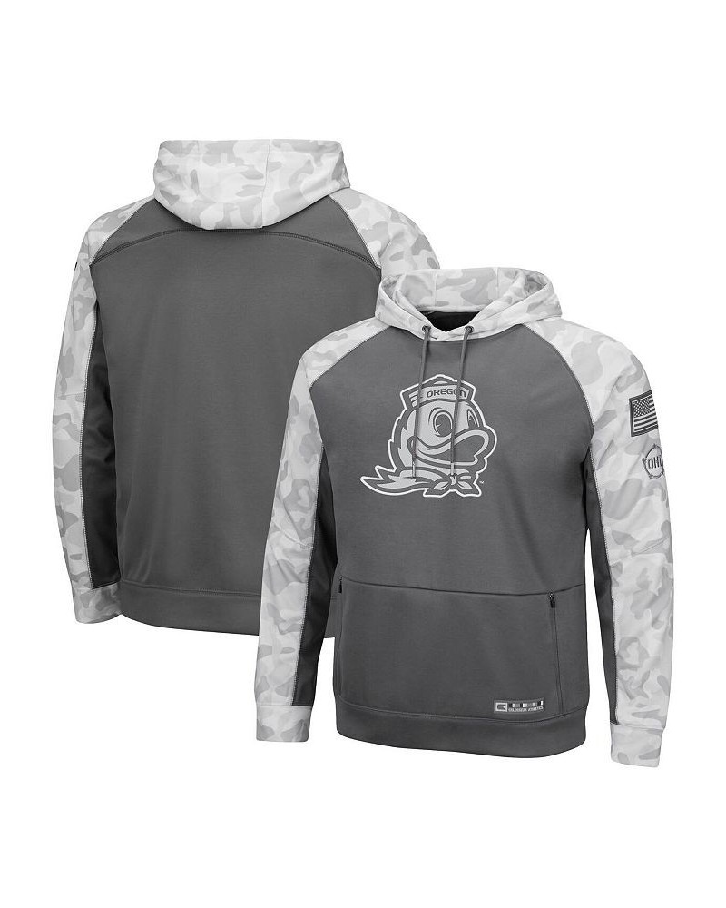 Men's Gray, Arctic Camo Oregon Ducks OHT Military-Inspired Appreciation Tonal Raglan Pullover Hoodie $43.99 Sweatshirt