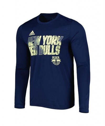 Men's Navy New York Red Bulls Jersey Hook AEROREADY Long Sleeve T-shirt $24.75 T-Shirts