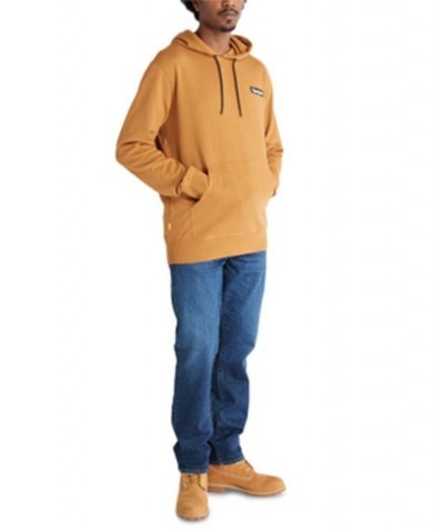 Men's Woven Badge Hoodie Brown $32.20 Sweatshirt