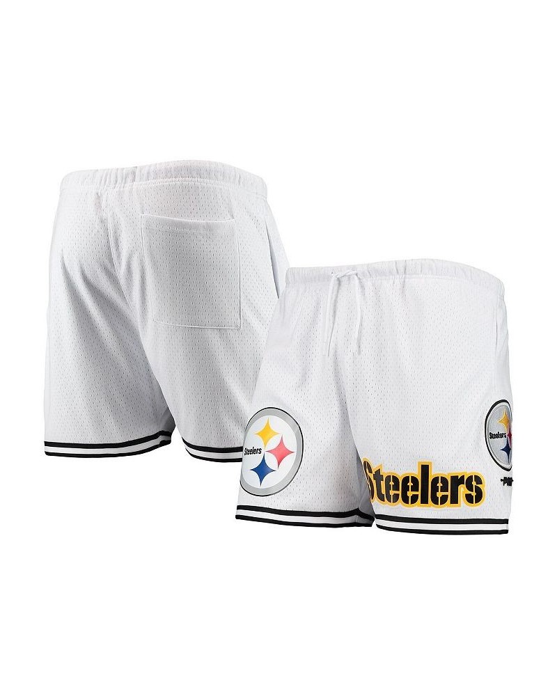 Men's White, Black Pittsburgh Steelers Mesh Shorts $50.00 Shorts