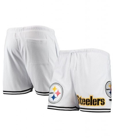 Men's White, Black Pittsburgh Steelers Mesh Shorts $50.00 Shorts