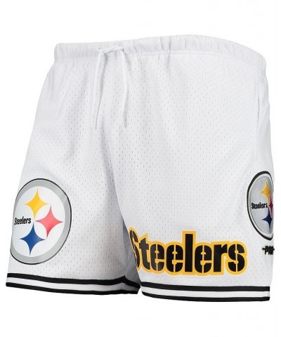 Men's White, Black Pittsburgh Steelers Mesh Shorts $50.00 Shorts