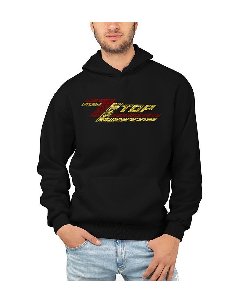 Men's Word Art ZZ Top Hooded Sweatshirt Black $28.20 Sweatshirt