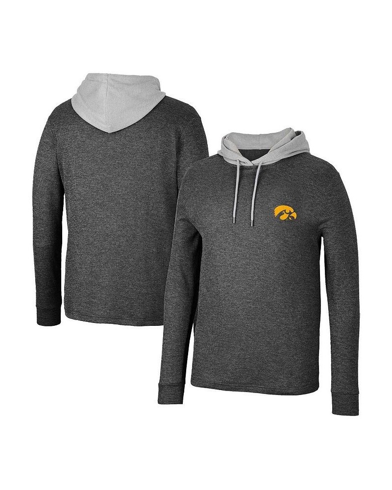 Men's Black Iowa Hawkeyes Ballot Waffle-Knit Thermal Long Sleeve Hoodie T-shirt $32.20 T-Shirts