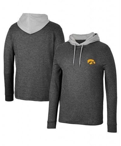 Men's Black Iowa Hawkeyes Ballot Waffle-Knit Thermal Long Sleeve Hoodie T-shirt $32.20 T-Shirts