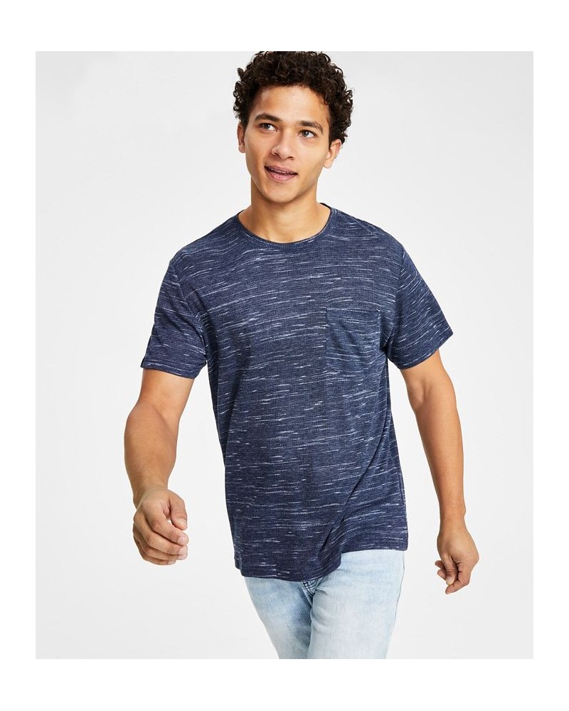 Men's Classic-Fit Marled Waffle-Knit T-Shirt Blue $9.97 T-Shirts