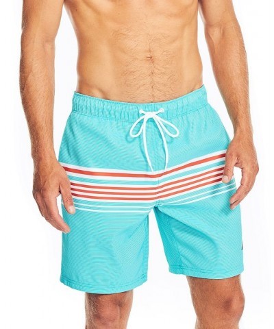 Men's Drawstring Variegated Stripe 6" Swim Trunks Green $19.51 Swimsuits