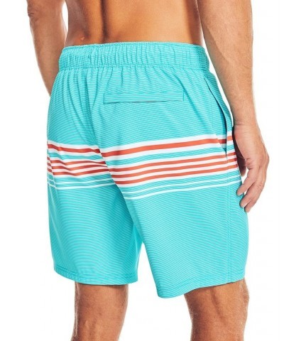 Men's Drawstring Variegated Stripe 6" Swim Trunks Green $19.51 Swimsuits