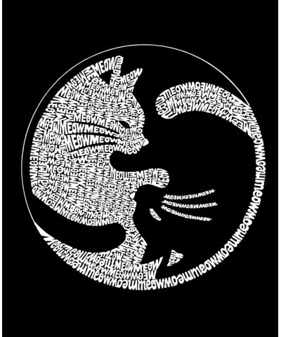 Men's Word Art Yin Yang Cat Short Sleeve T-shirt Black $19.94 T-Shirts