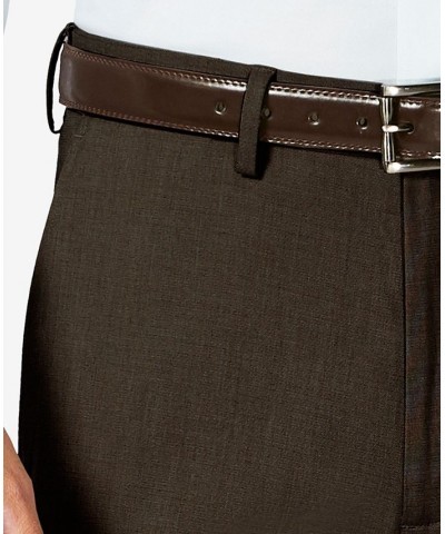 J.M. Sharkskin Classic-Fit Flat Front Hidden Expandable Waistband Dress Pants Brown $30.24 Pants