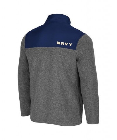 Men's Heathered Charcoal, Navy Navy Midshipmen Huff Snap Pullover $33.00 Sweatshirt