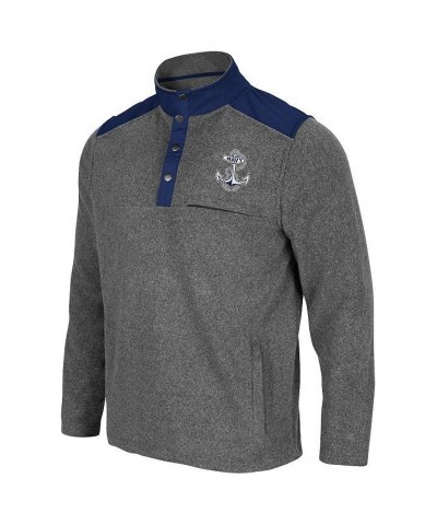 Men's Heathered Charcoal, Navy Navy Midshipmen Huff Snap Pullover $33.00 Sweatshirt