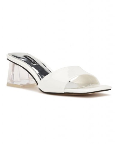 Women's Oaky Slip-on Heeled Slide Dress Sandals White $44.10 Shoes