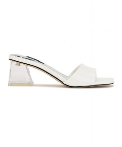 Women's Oaky Slip-on Heeled Slide Dress Sandals White $44.10 Shoes