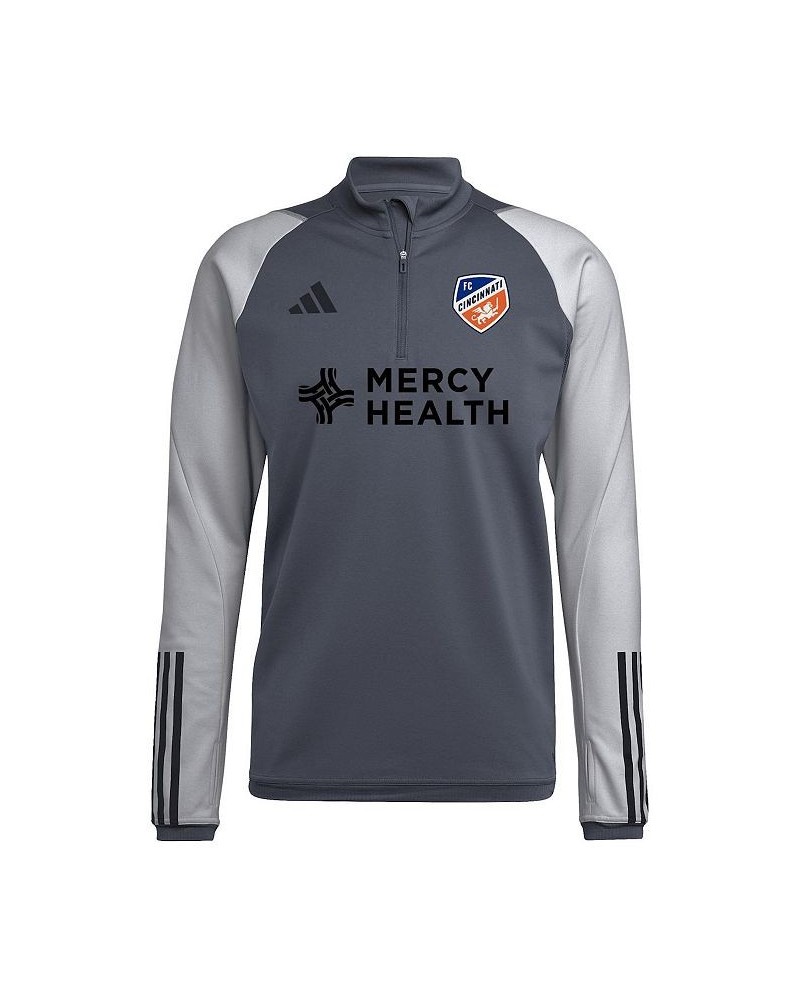 Men's Gray FC Cincinnati 2023 On-Field AEROREADY Quarter-Zip Training Top $45.04 Tops