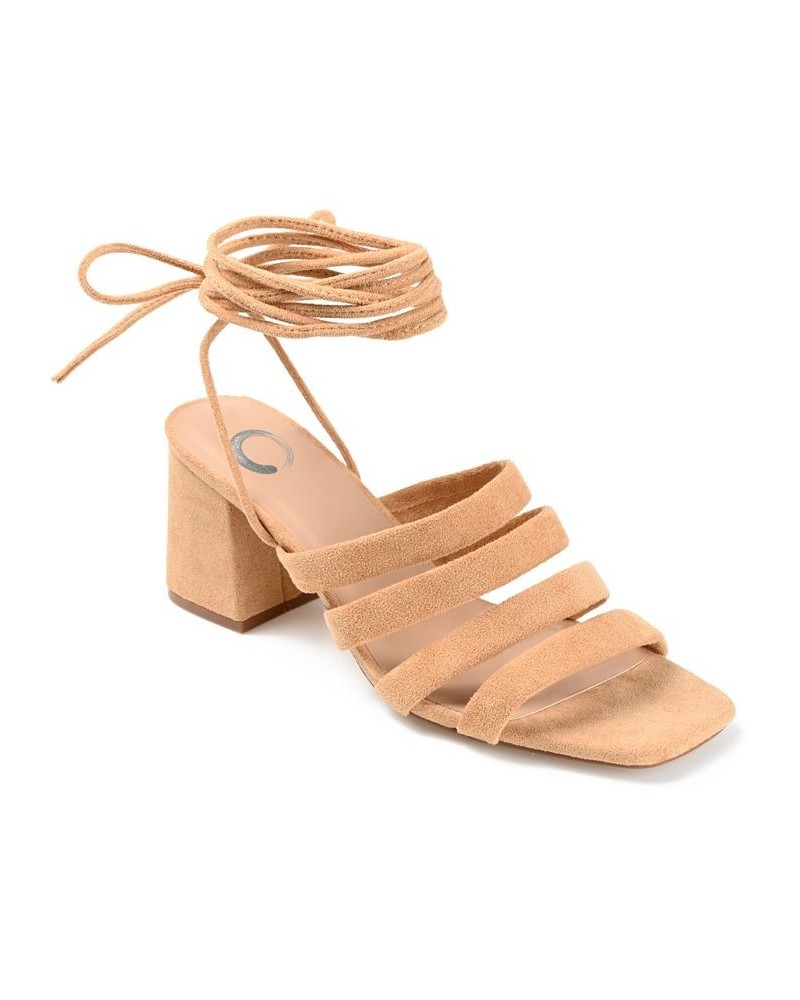 Women's Sevyn Tie-Up Sandals Tan/Beige $42.75 Shoes