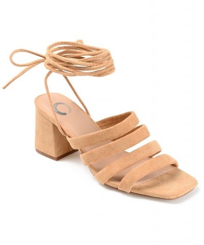 Women's Sevyn Tie-Up Sandals Tan/Beige $42.75 Shoes