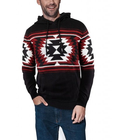 Men's Aztec Hooded Sweater Black $25.52 Sweaters