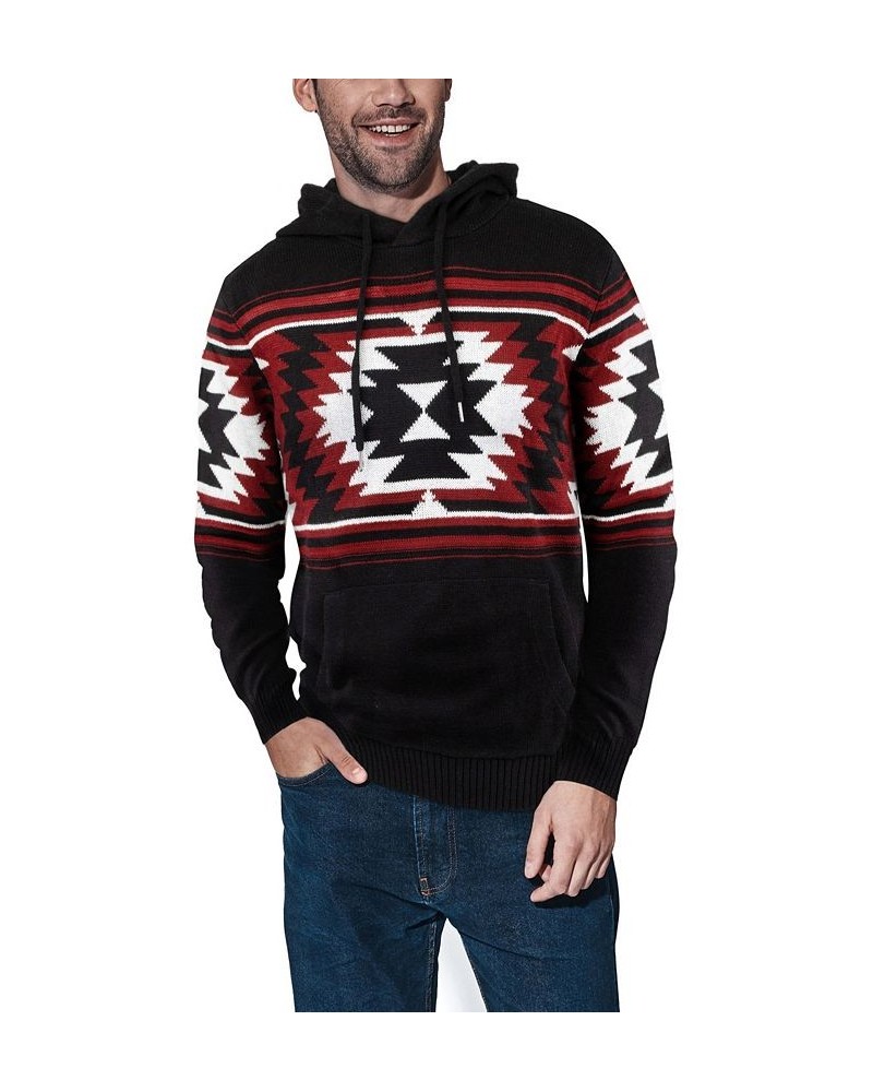 Men's Aztec Hooded Sweater Black $25.52 Sweaters