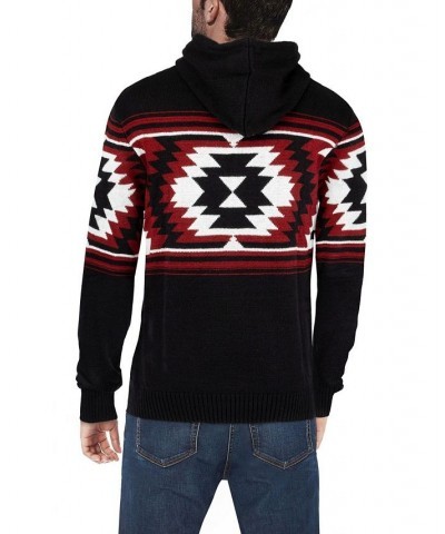 Men's Aztec Hooded Sweater Black $25.52 Sweaters