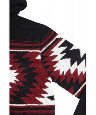 Men's Aztec Hooded Sweater Black $25.52 Sweaters