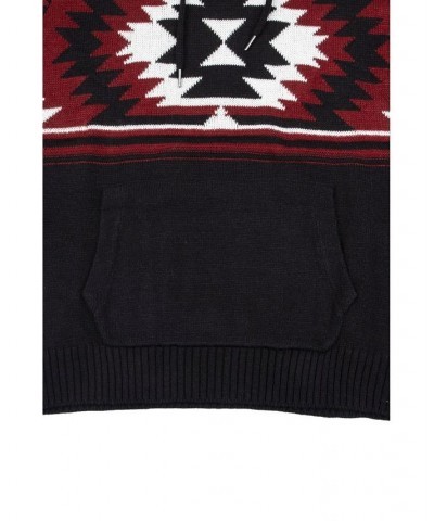 Men's Aztec Hooded Sweater Black $25.52 Sweaters