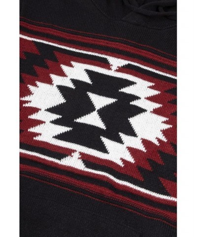 Men's Aztec Hooded Sweater Black $25.52 Sweaters