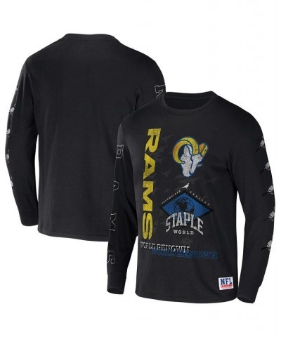 Men's NFL X Staple Black Los Angeles Rams World Renowned Long Sleeve T-shirt $22.35 T-Shirts