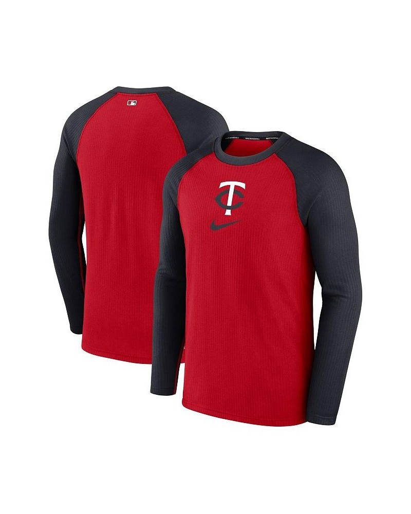 Men's Minnesota Twins Red Authentic Collection Game Raglan Performance Long Sleeve T-shirt $31.20 T-Shirts