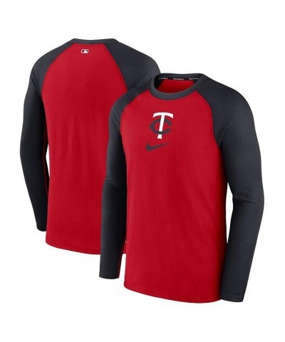 Men's Minnesota Twins Red Authentic Collection Game Raglan Performance Long Sleeve T-shirt $31.20 T-Shirts