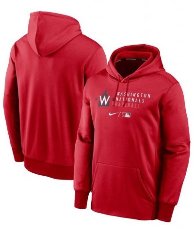 Men's Red Washington Nationals Authentic Collection Logo Stack Performance Pullover Hoodie $46.79 Sweatshirt