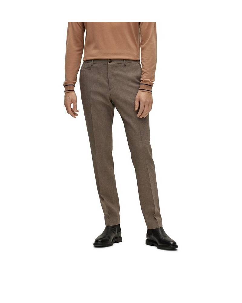 BOSS Men's Micro Pattern Wool Blend Trousers Tan/Beige $73.78 Pants