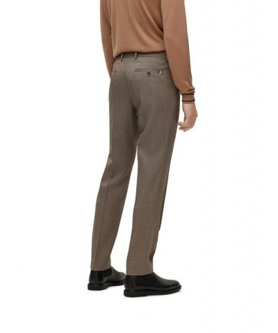 BOSS Men's Micro Pattern Wool Blend Trousers Tan/Beige $73.78 Pants