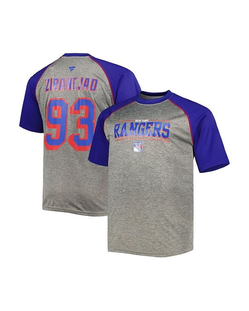 Men's Branded Mika Zibanejad Heather Gray, Blue New York Rangers Big and Tall Contrast Raglan Name and Number T-shirt $27.50 ...