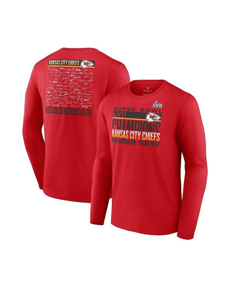 Men's Branded Red Kansas City Chiefs Super Bowl LVII Champions Signature Roster Long Sleeve T-shirt $29.67 T-Shirts