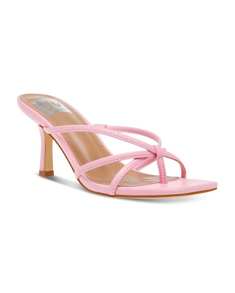 Women's Zini Strappy Kitten-Heel Dress Sandals Pink $33.81 Shoes