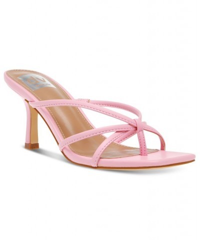 Women's Zini Strappy Kitten-Heel Dress Sandals Pink $33.81 Shoes