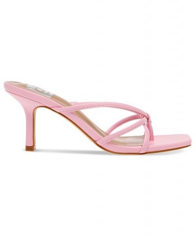 Women's Zini Strappy Kitten-Heel Dress Sandals Pink $33.81 Shoes