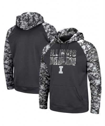 Men's Charcoal Illinois Fighting Illini OHT Military-Inspired Appreciation Digi Camo Big and Tall Pullover Hoodie $30.00 Swea...