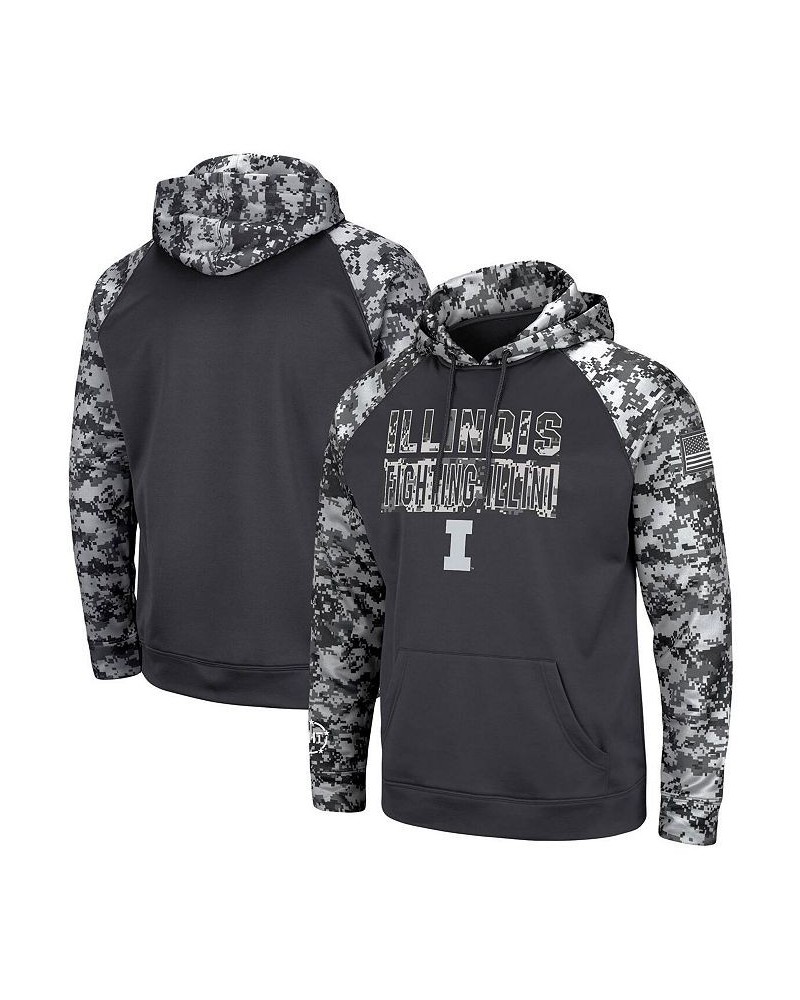 Men's Charcoal Illinois Fighting Illini OHT Military-Inspired Appreciation Digi Camo Big and Tall Pullover Hoodie $30.00 Swea...