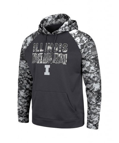 Men's Charcoal Illinois Fighting Illini OHT Military-Inspired Appreciation Digi Camo Big and Tall Pullover Hoodie $30.00 Swea...