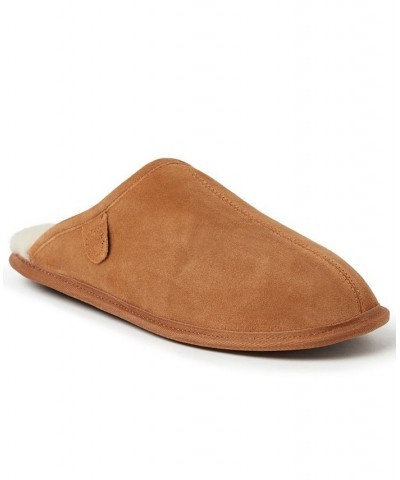 Fireside by Dearfoam Men's Warwick Genuine Shearling Scuff Slippers Open Brown $32.18 Shoes