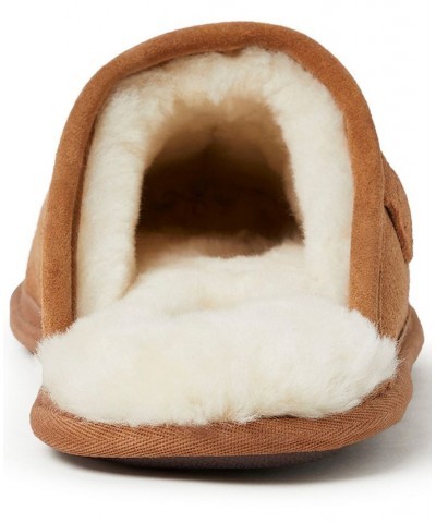 Fireside by Dearfoam Men's Warwick Genuine Shearling Scuff Slippers Open Brown $32.18 Shoes