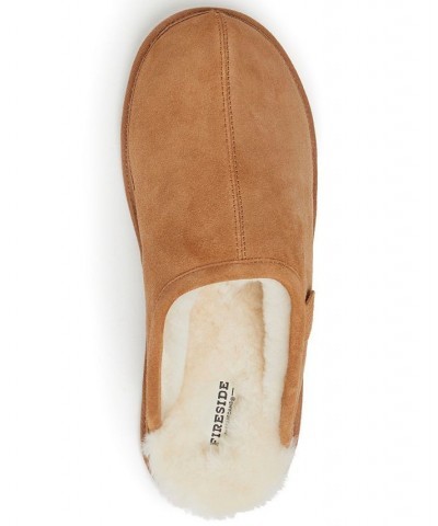 Fireside by Dearfoam Men's Warwick Genuine Shearling Scuff Slippers Open Brown $32.18 Shoes