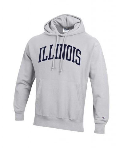 Men's Heathered Gray Illinois Fighting Illini Team Arch Reverse Weave Pullover Hoodie $52.24 Sweatshirt