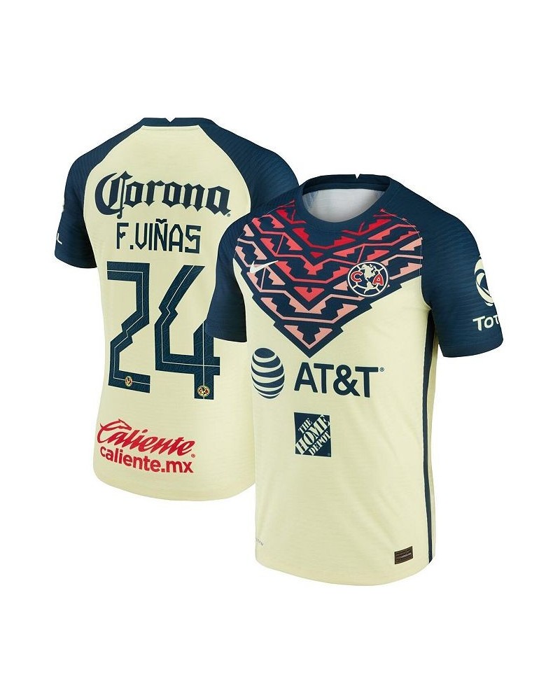 Men's Federico Vinas Yellow Club America 2021/22 Home Vapor Match Authentic Player Jersey $88.20 Jersey